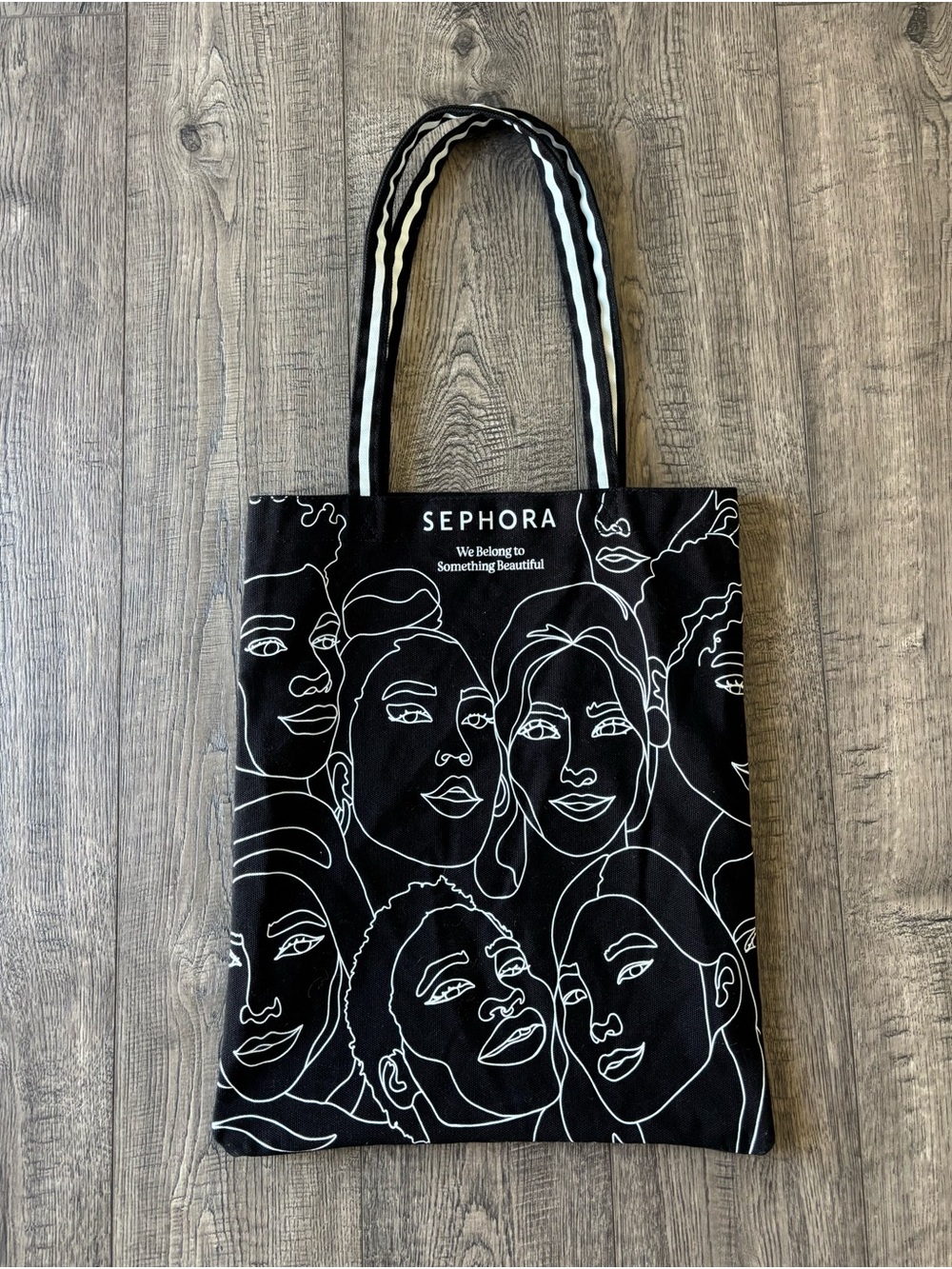 Sephora Black and White Line-Art Faces Tote